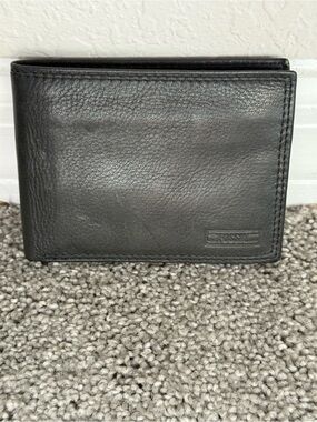 Fossil Men's Black Leather Bifold Card Wallet